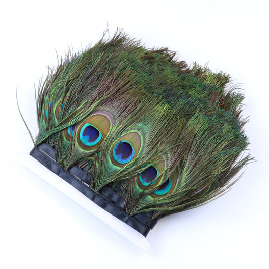 HKM-564691 Peacock Eye Feather Trim Lace Skirt for Fashion Accessories and DIY Projects