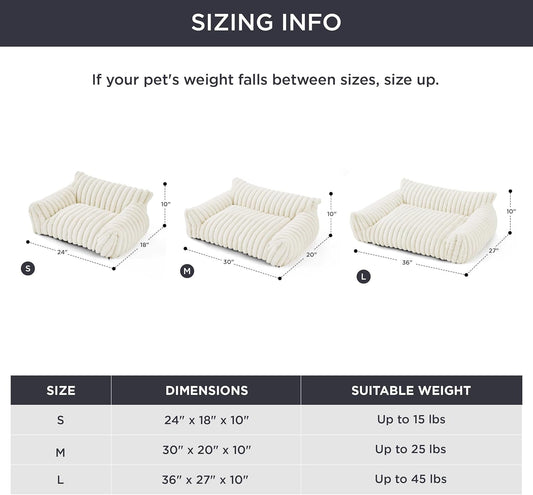 HKM-5650109 Fluffy Cat Couch Bed for Pets - Soft Corduroy Fleece with Supportive Three-Sided Design