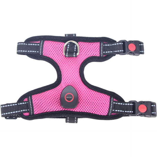 HKM-5651901 LED Luminous Pet Harness with USB Rechargeable Chest Strap - Available in Blue, Green, and Pink