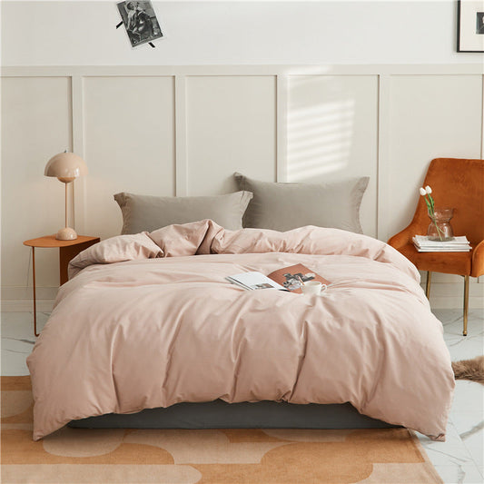 HKM-565907 Cotton Sanding Duvet Cover Set for Autumn and Winter in Solid Colors, Multiple Sizes Available