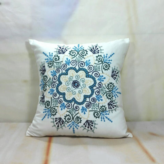 HKM-565971 Three-Dimensional Embroidered Flower Cotton Pillow Case - 45x45cm