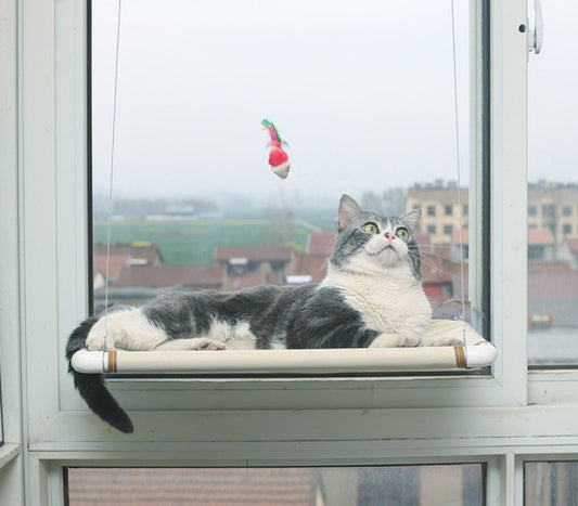 HKM-5665725 Cat Hammock Nest for Comfortable Relaxation – Off-White and Black Mesh Options, 55*35cm, Supports Up to 17.5kg