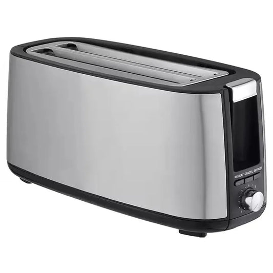 HKM-566803 1400W Long Slot Retro Toaster - Fits Anywhere, 2 Slice Bread Toaster