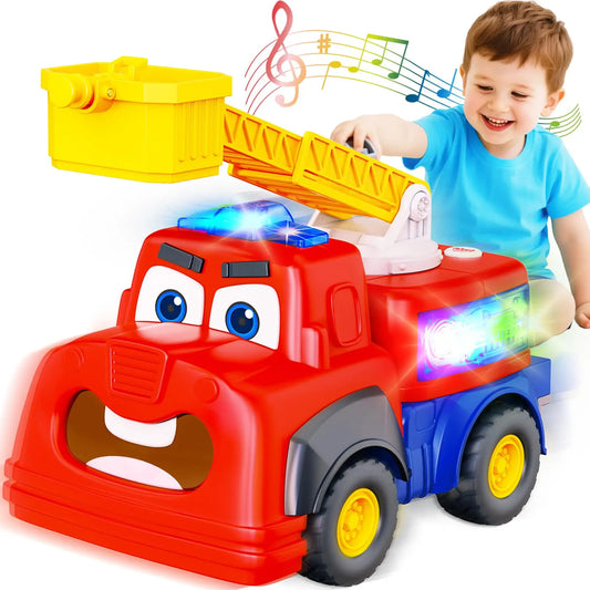 HKM-566867 Electric Multifunction Fire Engine Toy with Music and Light for Ages 2-13