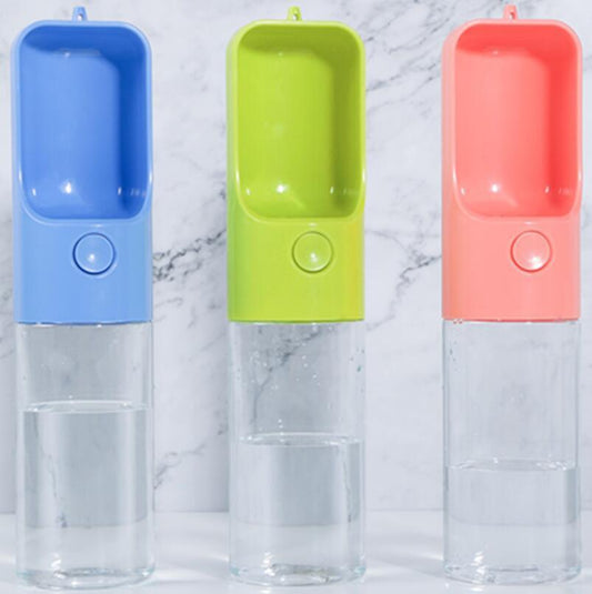 HKM-568083 Pet Outdoor Water Bottle - 450ML Automatic Drinking Cup for Dogs, Blue & Green