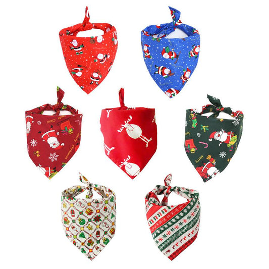 HKM-569107 Cotton Triangle Scarf for Dogs and Cats - Christmas Pet Saliva Towel, 45x45x65cm