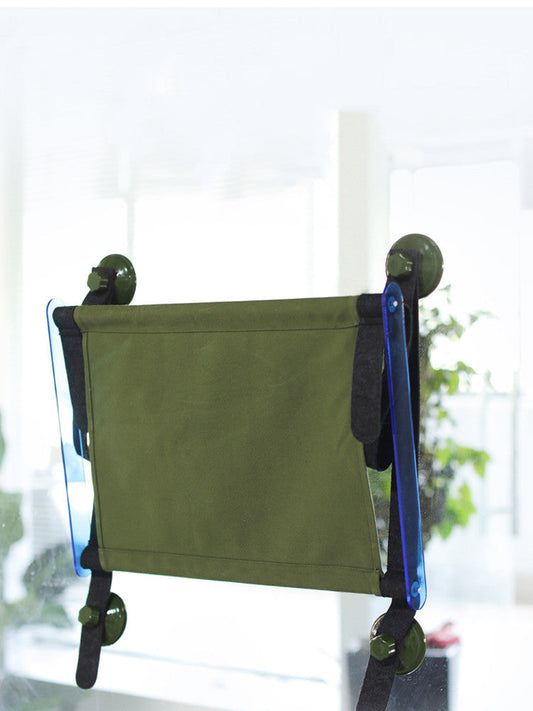 HKM-5698493 Window Sill Cat Hammock with Suction Cups - Comfortable Pet Bed in Green and Blue, Holds up to 35 kg