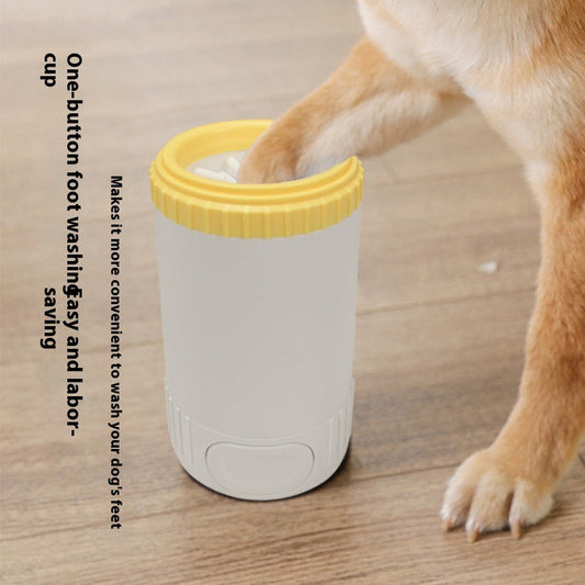 HKM-5737277 Automatic Pet Foot Washing Cup for Dogs - Plastic Cleaning Tool in Light Gray, Bright Yellow, and Bass Pink