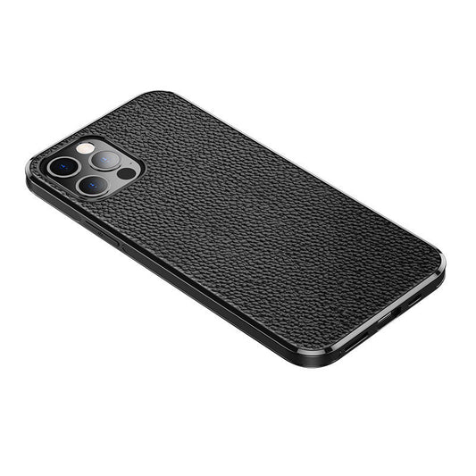 HKM-576211 Lychee Leather Texture TPU Mobile Phone Case for Apple Devices with Car Magnetic Soft Cover