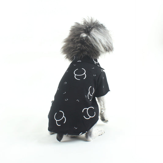 HKM-5763005 Casual Black Letter Cotton Shirt for Pets - Trendy Style in Various Sizes