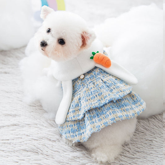 HKM-5769789 Cozy Woolen Dress for Dogs and Cats - Soft Brushed Fabric Autumn/Winter Style