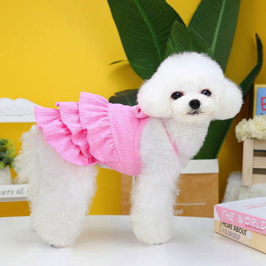 HKM-5774525 Candy Color Layered Dog Skirt for Mothers ¨C Polyester Pet Clothing in Pink, Green, and Yellow (S-XXL)