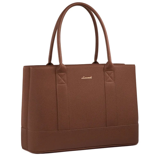 HKM-580115 Stylish Soft Leather Laptop Tote Bag for Women, 17-inch Office Briefcase and Shoulder Purse