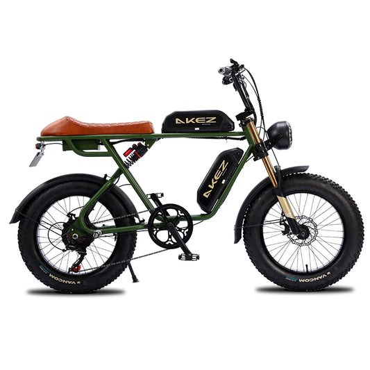 HKM-580499 750W Electric Fat Tire Mountain Bike with Full Suspension, 20" Wheel, Shimano 7-Speed, Rear Hub Motor, 48V Lithium Battery