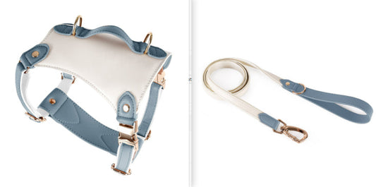 HKM-5809981 Leather Pet Vest with Lead Rope and Adjustable Chest Strap in Various Colors