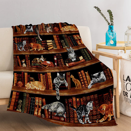 HKM-582035 Vintage Kitten Flannel Blanket – Soft Fleece Throw for Couch, Bed, or Nursery