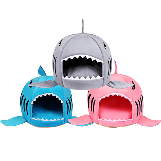 HKM-5820477 Cozy Shark-Shaped Pet Bed for Dogs and Cats in Gray, Pink, and Blue ¨C Soft Oxford Cloth with PP Cotton Filling