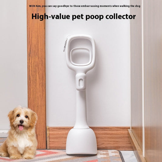 HKM-5823037 White Plastic Pooper Scooper with Clip for Easy Pet Cleanup