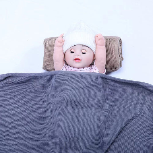 HKM-584019 Soft Knitted Cotton Baby Blanket for Infants - Cozy Nap Cover in Various Colors, Suitable for All Seasons