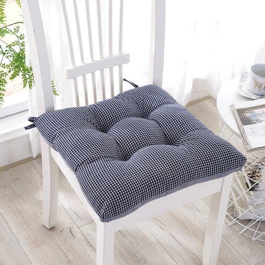 HKM-585235 Thickened Non-Slip Cushion with Modern Check Pattern - 40x40cm in Green, Blue, and Brown