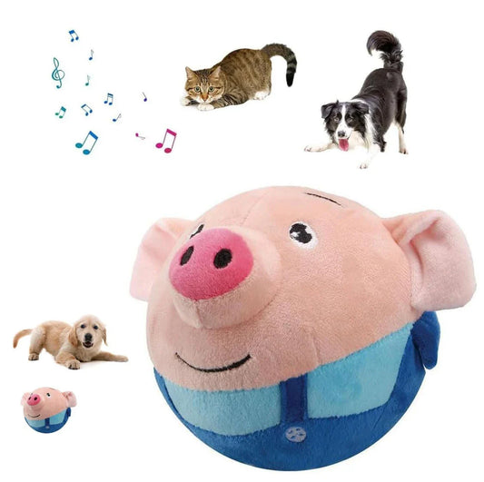 HKM-585683 Interactive Washable Squeaky Plush Dog Ball Toy with Sound and Motion
