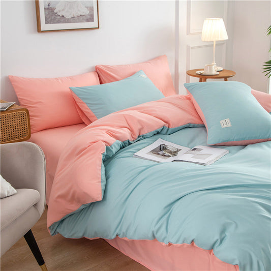 HKM-586323 Washed Cotton Japanese Plaid 4-Piece Bedding Set in Multiple Colors and Sizes