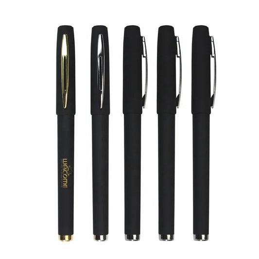 HKM-586451 Sleek Black Gel Pens Set with Matt Frosted Finish for Custom Logo Printing