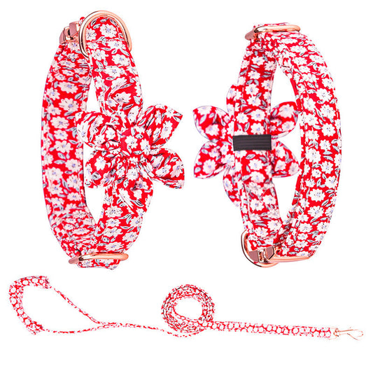 HKM-586515 Customizable Pure Cotton Pet Collar and Leash Set in Multiple Colors and Sizes