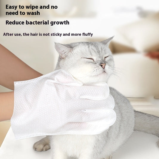 HKM-5887421 Pet Cleaning Wipes Gloves for Dogs - Deodorizing Wash-free Dry Cleaning - 6 Pack, Pink & White