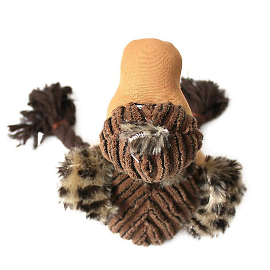 HKM-588819 Three-Color Corduroy Bird Plush Toy with Cotton Rope for Pets - Ideal for Chewing and Vocalizing
