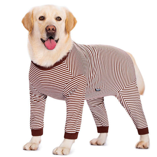 HKM-590355 Thin Striped Dog Shirt for Medium to Large Breeds in Sky Blue and Dark Blue Stripes