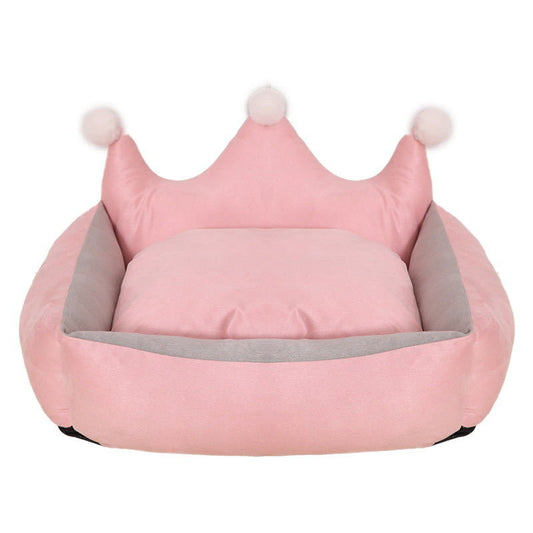 HKM-5909053 Scratch Resistant Crown Nest Dog Bed ¨C Soft Suede & Crystal Velvet, Available in Multiple Sizes S-XL