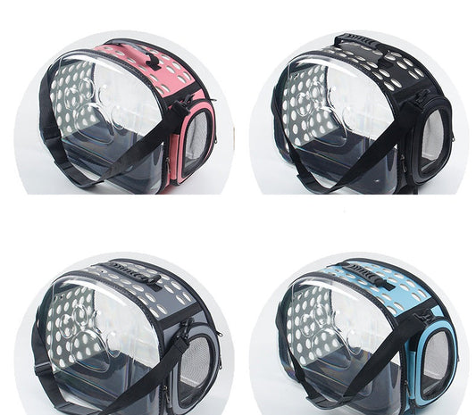 HKM-5922749 Portable Transparent Cat and Dog Backpack - Breathable, Foldable Pet Carrier with Four-Sided Mesh Panels, Small and Large Sizes Available