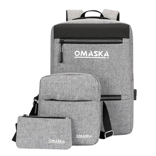 HKM-593299 Durable Waterproof Laptop Backpack with USB Charging Port and Large Capacity for Business and Travel