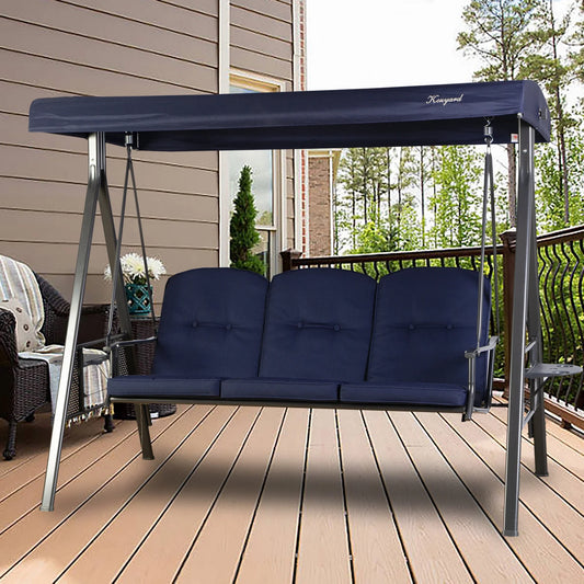 HKM-595091 Modern Hanging Swing Chair with Cushion and Iron Stand for Outdoor Spaces