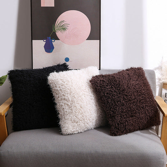 HKM-595667 Solid Color Straw Velvet Plush Pillow for Modern Decor - 45x45cm