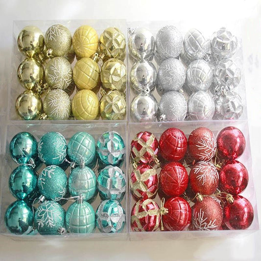 HKM-596819 Electroplated 6cm Painted Ball Ornaments - 24 Pcs in Assorted Colors for Decorations and Gifts