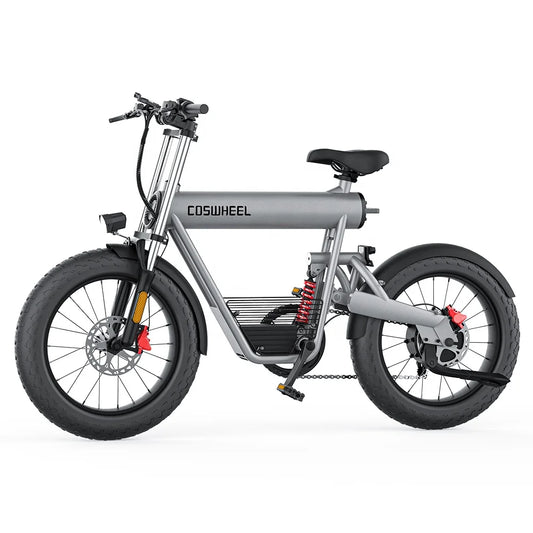 HKM-598227 COSWHEEL T20 Pro 1500W Electric Fat Tire Bicycle with 7-Speed Gears and Hydraulic Disc Brakes, 60+ km Range, 20-Inch Wheels, Aluminum Alloy Frame