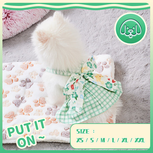 HKM-5989309 Charming Summer Pet Dress with Harness and Leash for Small Dogs and Chihuahuas