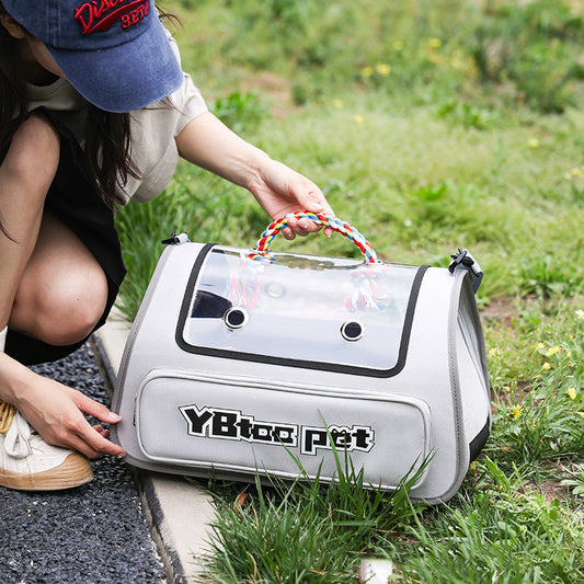 HKM-6003773 Portable Transparent Pet Carrier Bag - Large Capacity, Foldable Oxford Cloth in Various Colors