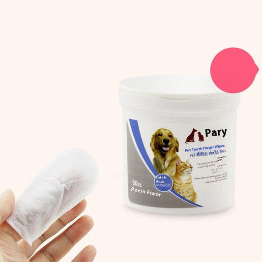 HKM-6005181 Pet Oral and Dental Cleaning Wipes for Cats and Dogs - 50 Count Fresh Breath and Gum Care