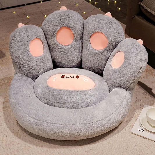 HKM-600659 Cat Paw Shaped Cushion with Detachable Sheep Plush for Gamer Chair, Reading, and Sofa Use