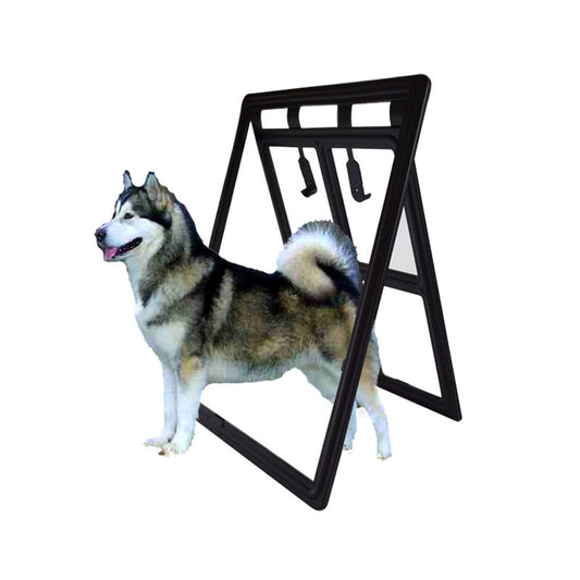 HKM-6008765 Pet Screen Door for Small Dogs - Durable Plastic Design, Black or White, Easy Install, Large Size