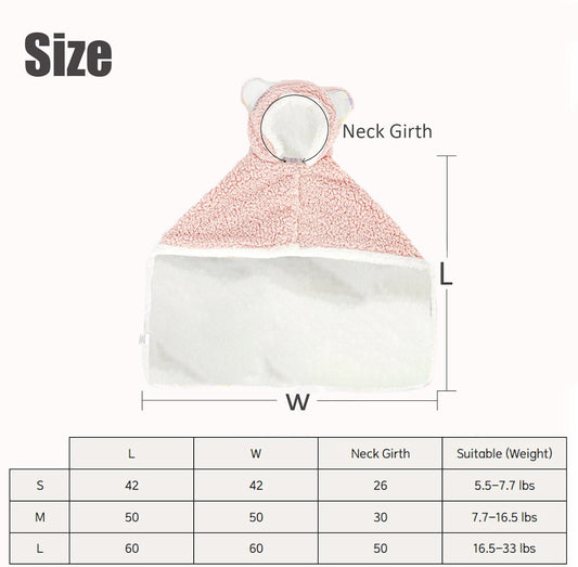 HKM-6018493 Cozy Polar Fleece Cape Blanket with Hood for Dogs and Cats