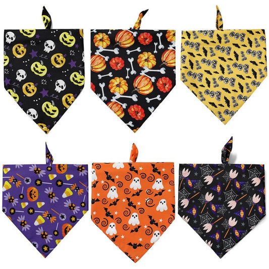HKM-601875 Halloween Dog Bib Triangle Towel - Polyester Saliva Towel for Dogs in Various Styles