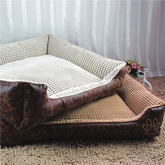 HKM-6022845 Washable Teddy Dog Nest Pad for Golden Retrievers - Comfortable Corn Velvet & Suede Design