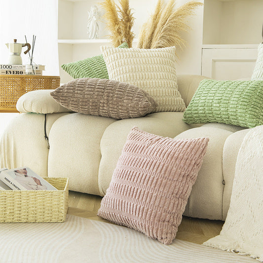 HKM-604563 Boho Striped Throw Pillow Covers for Sofa and Bed - Soft Corduroy Home Decor