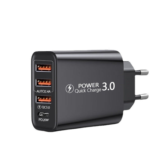 HKM-604691 Universal Travel Charger with 3 USB Ports and Type-C Connectivity for American and European Standards