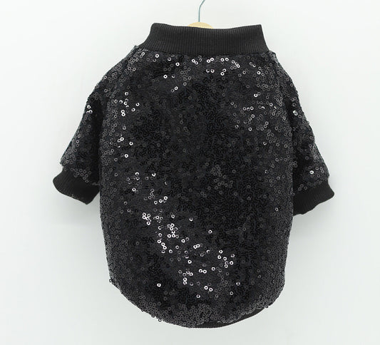 HKM-6056125 Sequin Patchwork Jacket for Pets - Summer Two-Legged Coat, Polyester Material