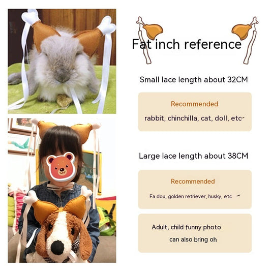 HKM-6056381 Funny Chicken Leg Pet Headband for Dogs and Cats - Felt Cloth Headdress for Birthdays and New Year's